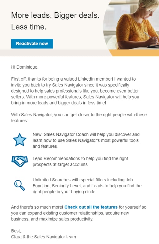 linkedin winback email