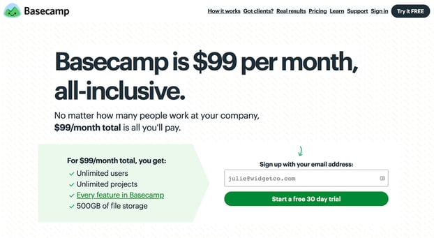 Basecampの価格設定 Basecampの価格設定