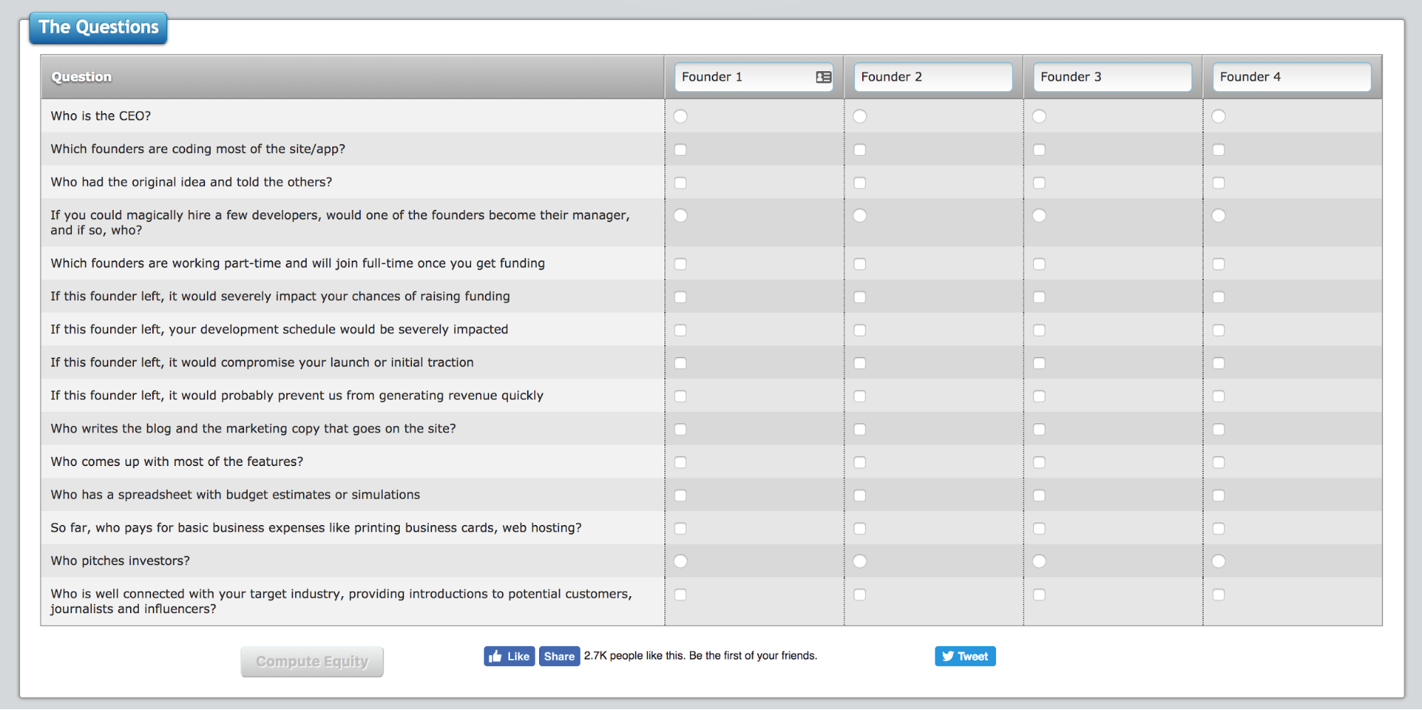 Equity Calculator